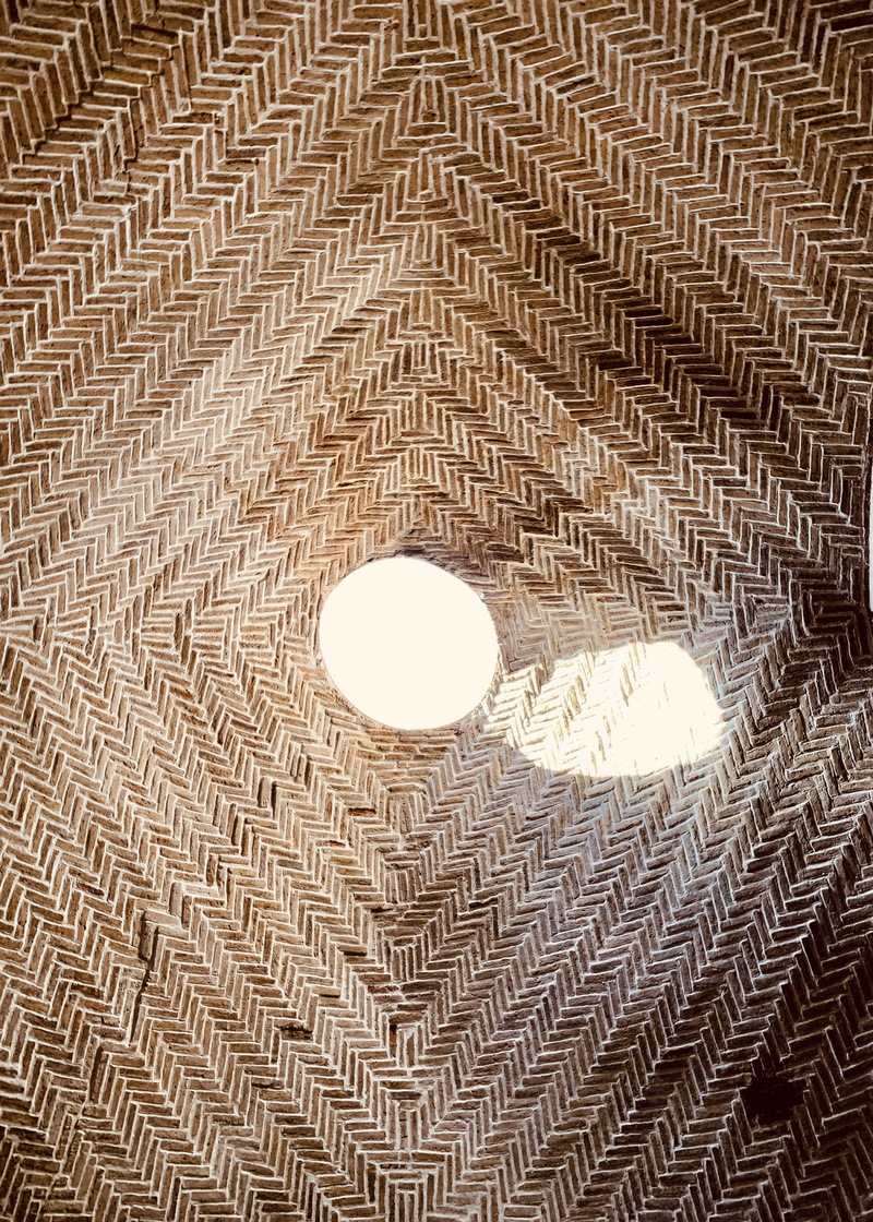 dome, textured, electric lamp, low angle view, pattern, directly above, sunlight, shape, electricity, break, background, light fixture, ceiling
