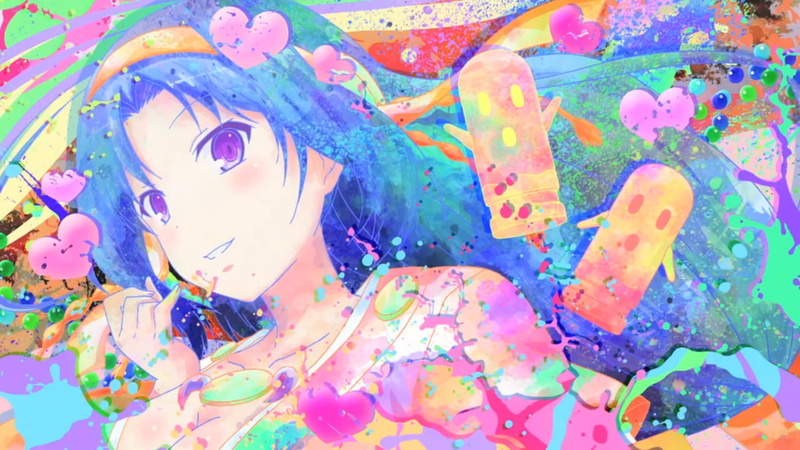 art and craft, hair, Kiriha Kurano, cartoon, chaos, abstract, portrait, studio shot, anime, vitality, lifestyles, backgrounds, female, real people, blue