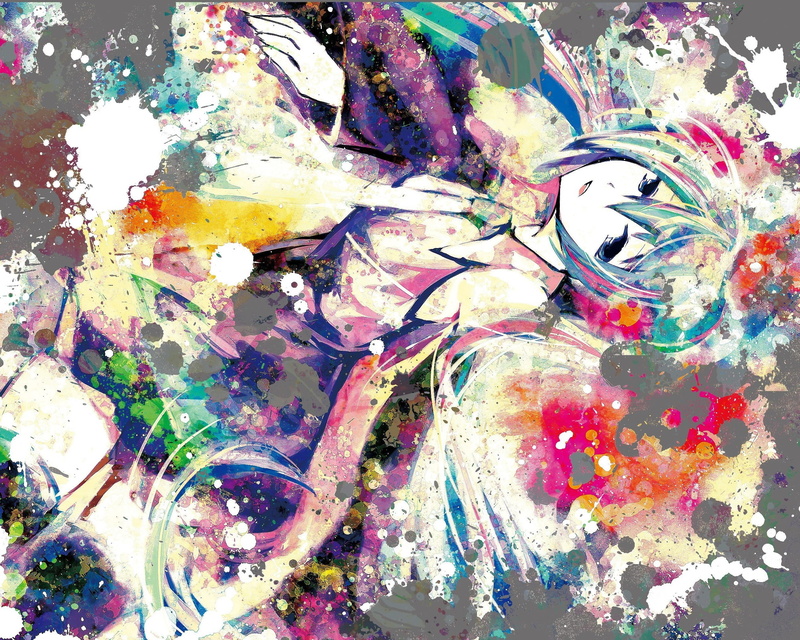 variation, full frame, creativity, paint, anime, smudged, watercolor paints, Vocaloid, craft, close-up, no people, 1080P, high angle view, textured, choice