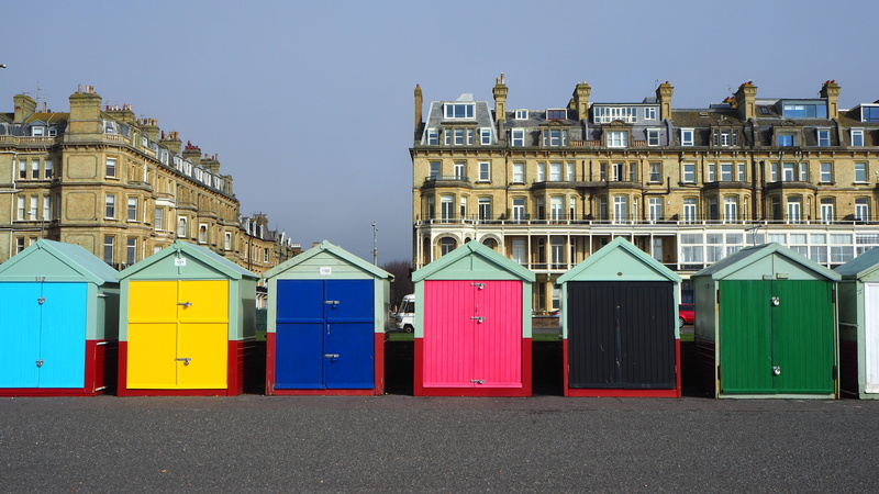 city, hove, building exterior, built structure, beach huts, house, multi colored, 4K, in a row, british, day, outdoors, brighton, beach hut, architecture
