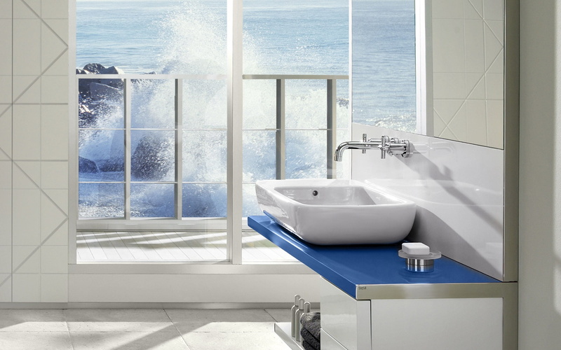 luxury, 1080P, faucet, wealth, bathroom, modern, home, furniture, indoors, domestic room, domestic bathroom, water, sea, ceramic, light, sink, windows
