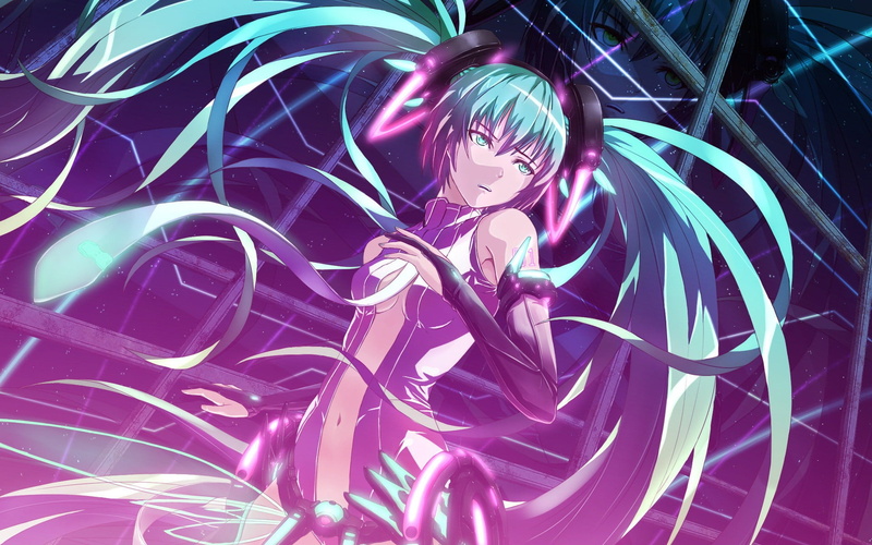 Hatsune Miku, nightclub, human face, complexity, night, portrait, illuminated, full frame, one person, light - natural phenomenon, purple, 1080P, abstract