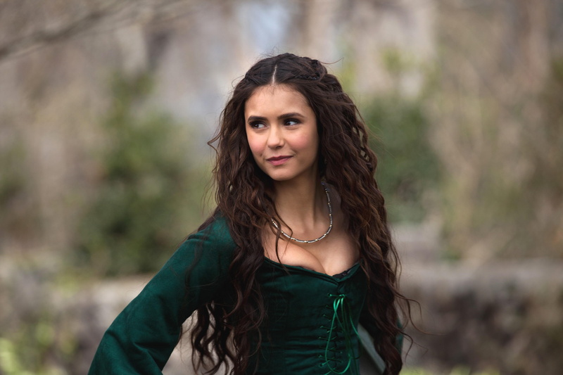 nina, green, 4K, glance, women, medieval, nina dobrev, satin, s, dobrev, dress, celebrities