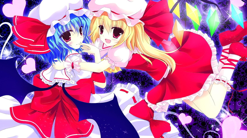 Flandre Scarlet, day, anime girls, festival, Touhou, outdoors, dragon, blonde, smiling, creativity, multi colored, representation, celebration, hat, chinese new year