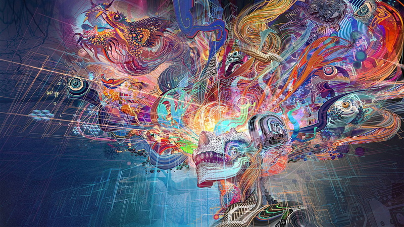 fantasy art, digital art, chinese dragon, 1080P, colorful, abstract, skull