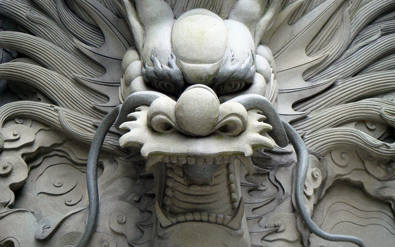 rock, dragon, grey, gray, chinese, 1080P, furious, statue, angry, beige