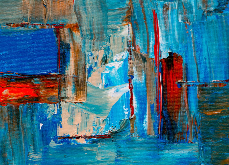 expressionism, blue, wall art, metal, art and craft, paint, full frame, abstract painting, backgrounds, rusty, no people, 4K, red, background, textured