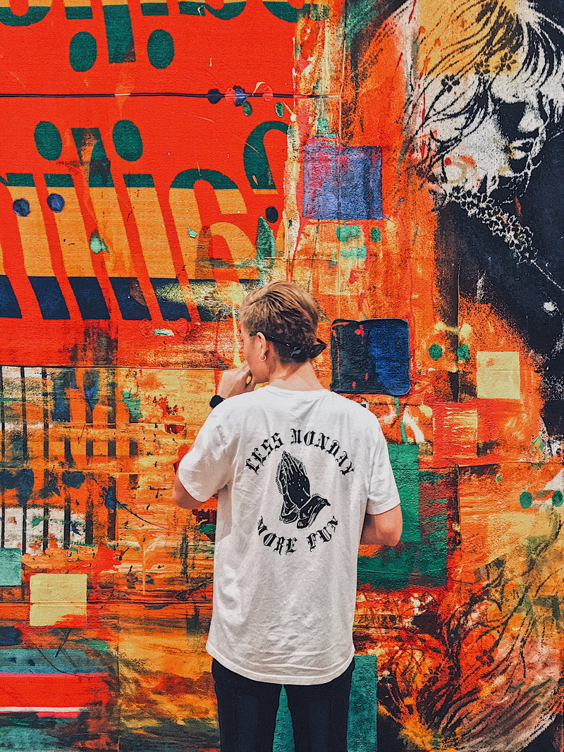 graffiti, fashion, auckland, art, young men, text, modern art, real people, wall - building feature, brick, collage, human, multicolored, standing, man