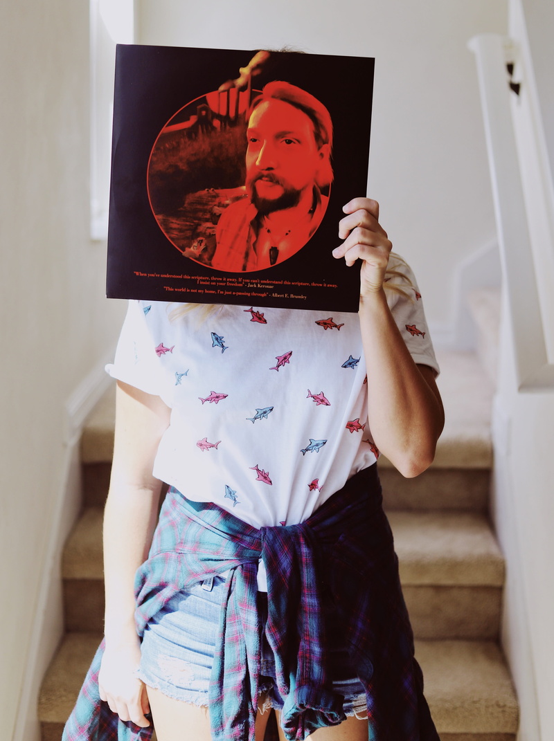 vinyl, poster, indoors, standing, home interior, art, apron, head, kissimmee, obscured face, dress, 5K, casual clothing, one person, brochure, women, human