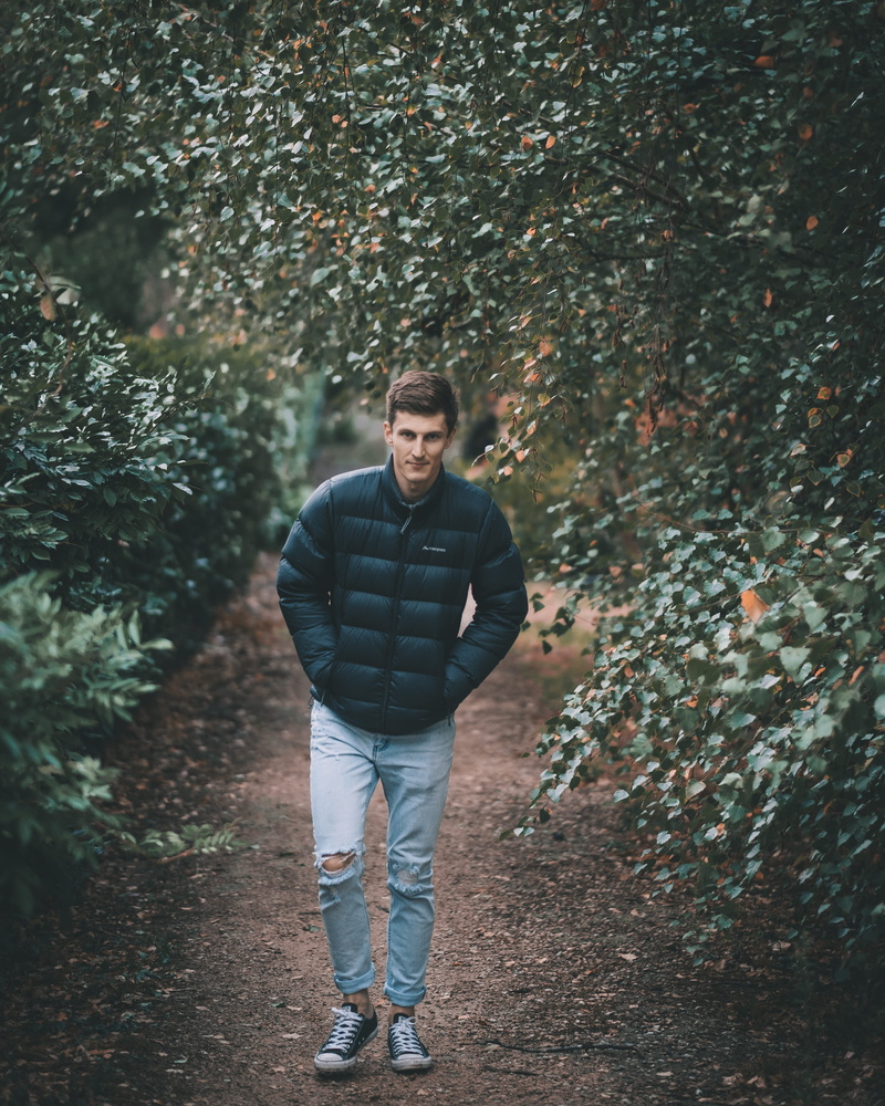 plant, australia, young adult, day, bokeh, person, puffer, denim, jacket, tree, portrait, land, male, man, 4K, leisure activity, lifestyles, one person