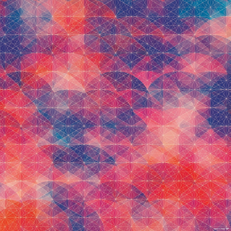 Simon C. Page, art and craft, geometry, indoors, purple, shape, pattern, textured effect, abstract, illuminated, modern, shiny, fashion, red, multi colored