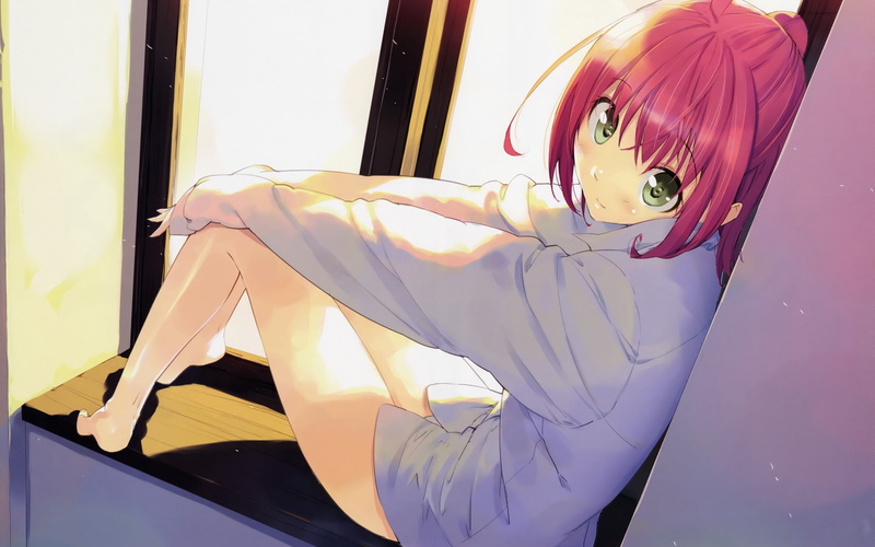 redhead, anime, visual novel, anime girls, Akizora ni Mau Confetti, 2K