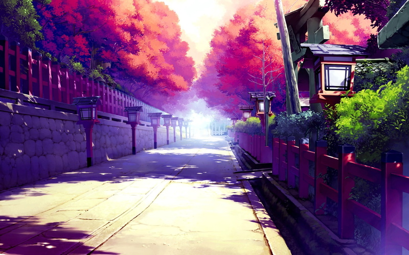 sunlight, sidewalk, no people, 1080P, nature, outdoors, direction, city, transportation, street, plant, railing, tree, the way forward, change, day, architecture