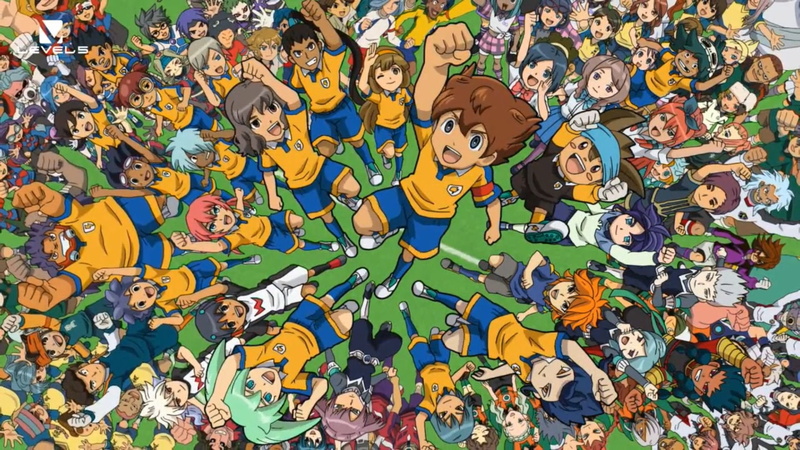 Inazuma Eleven Strikers, creativity, art and craft, indoors, large group of people, women, yellow, shape, 1080P, group of people, abundance, large group of objects