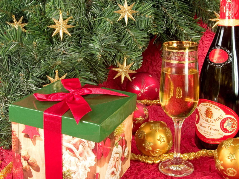 champagne, year, box, new, gift, 720P, christmas, new year