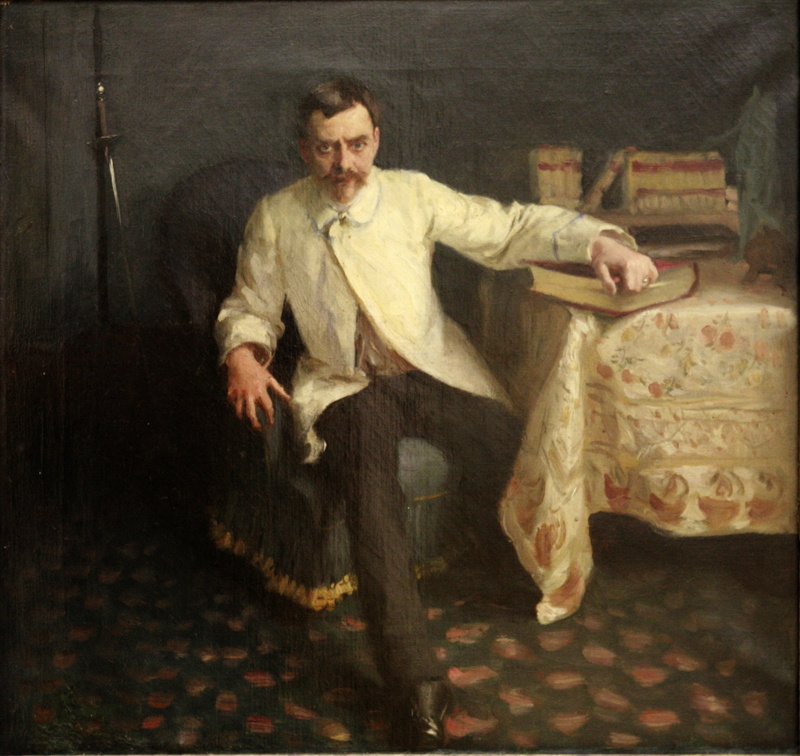 indoors, portrait, looking at camera, clothing, mature adult, men, 1080P, adult, males, mature men, John Singer Sargent, full length, sitting, history