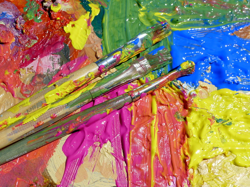 paint splatter, paints, colourful, business, palette, close-up, three, day, artistic, no people, multi colored, saturated color, market, for sale, blue