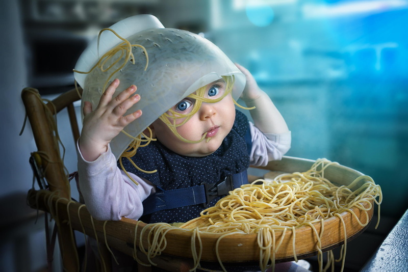 1080P, pasta, mess, child, spaghetti, girl