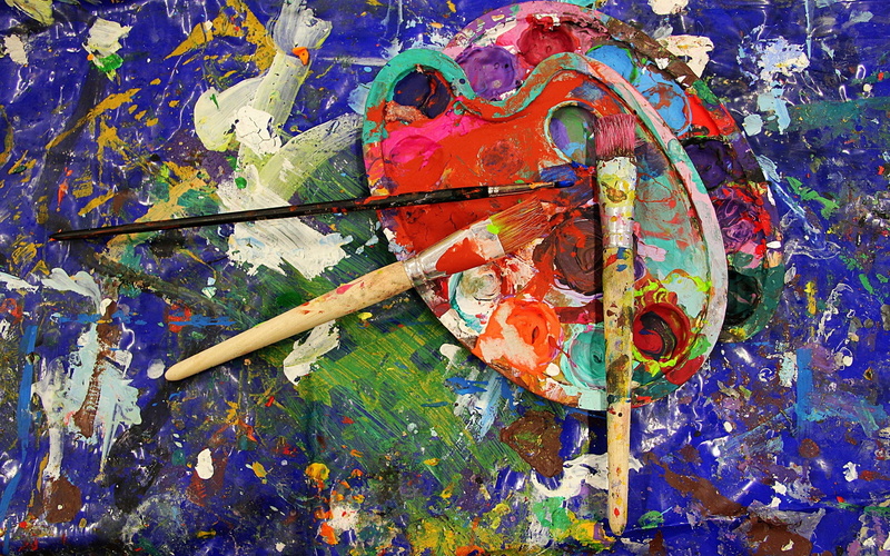 acrylic Painting, artist, equipment, wall - building feature, art, outdoors, old, paint, backgrounds, wood - material, yellow, palette, multi Colored, assorted