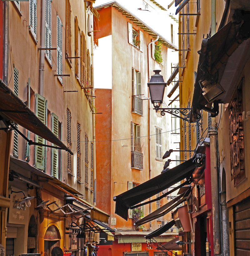 outdoors, nice, nature, residential district, shutter, lantern, bicycle, impressions, old building, panel shops, côte d  azur, buildings, old houses, south of france