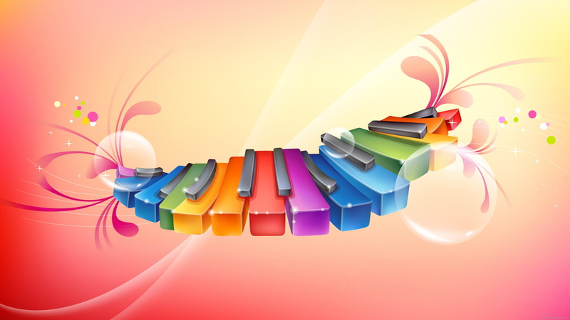 d, 2K, music, keys, multicolored, keyboard, illustration, cartoon, multicolor, rainbow, electric, piano