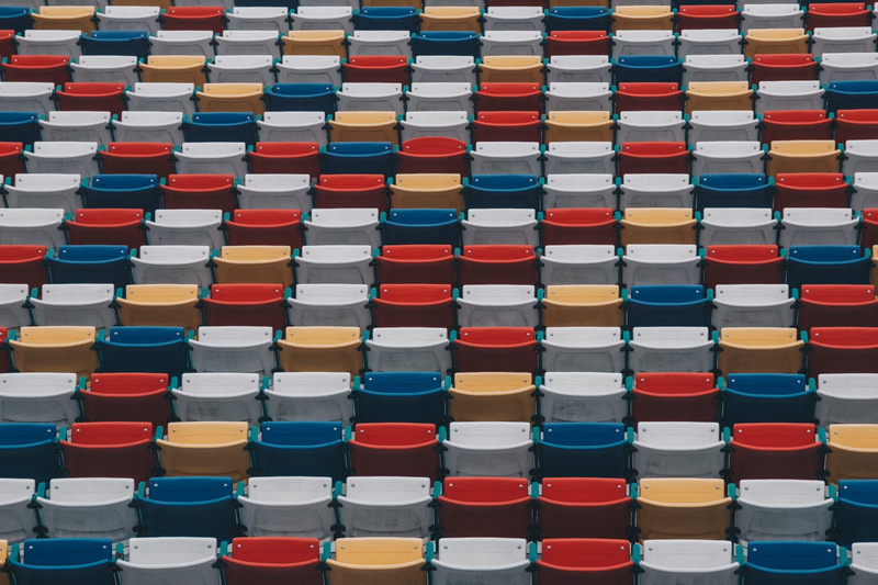 flooring, 4K, tile, united states, backgrounds, container, blue, stadium, in a row, charlotte motor speedway, indoors, multi colored, concord, no people