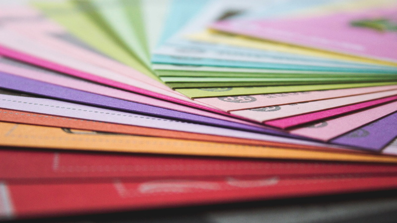 cards, swatches, 1080P, playing, multicolored, full frame, pencil, piled, colors, choice, still life, colours, finance, paper, abundance, no people, papers