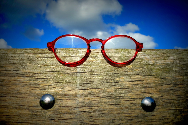 vision, sunglasses, land, framed, no people, eyeglasses, close-up, sky, spectacles, blue, frame, outdoors, glasses, nature, optical, wood - Material, reading aid