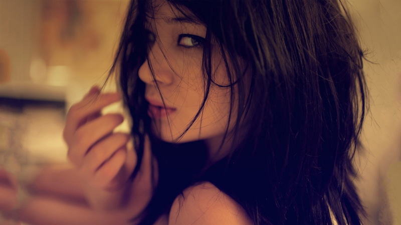 s, brunette, portrait, headshot, black hair, young women, dark, depth of field, filter, long hair, one person, eyelashes, face, hair, contemplation, close-up