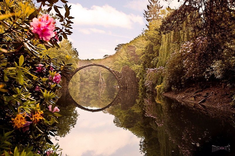 cloud - sky, flower, beauty in nature, day, circle, plant, no people, sky, devils bridge, outdoors, water, 720P, nature, growth, reflection, freshness