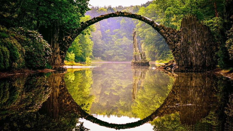 tranquil scene, hd, symmetry, no people, idyllic, growth, arch, scenics - nature, architecture, bridge, beauty in nature, outdoors, tranquility