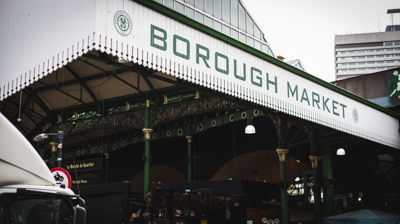 motor vehicle, borough market, public transportation, western script, sign, building exterior, built structure, non-western script, bridge, city, united kingdom