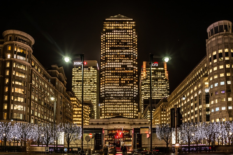 lighting equipment, office, no people, building, illuminated, building exterior, hscb, 1080P, canary wharf, skyscraper, financial district, office building exterior