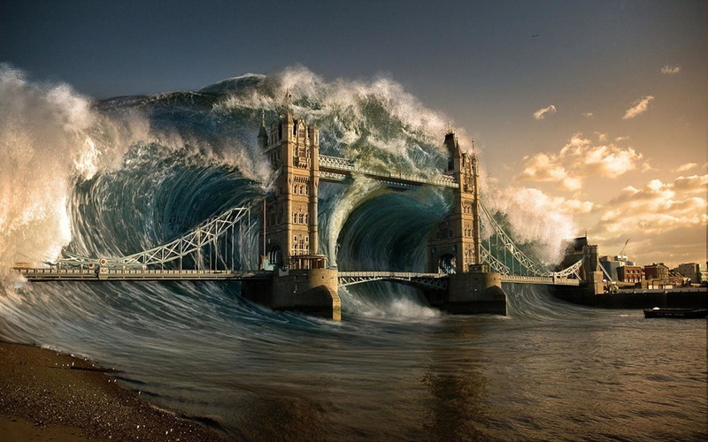 built structure, power in nature, river, outdoors, no people, bridge, city, building exterior, nature, transportation, London, Apocalyptic, Sci Fi, connection