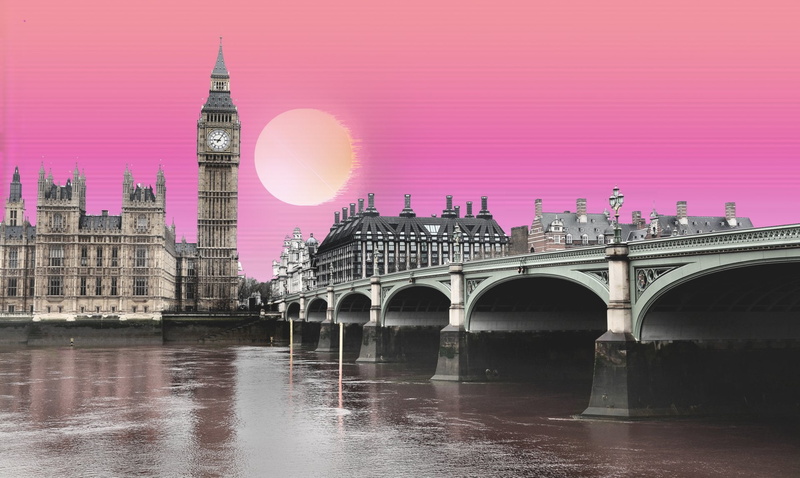Palace Of Westminster, 1080P, Vaporwave, United Kingdom, Big Ben, Artistic, London, Bridge