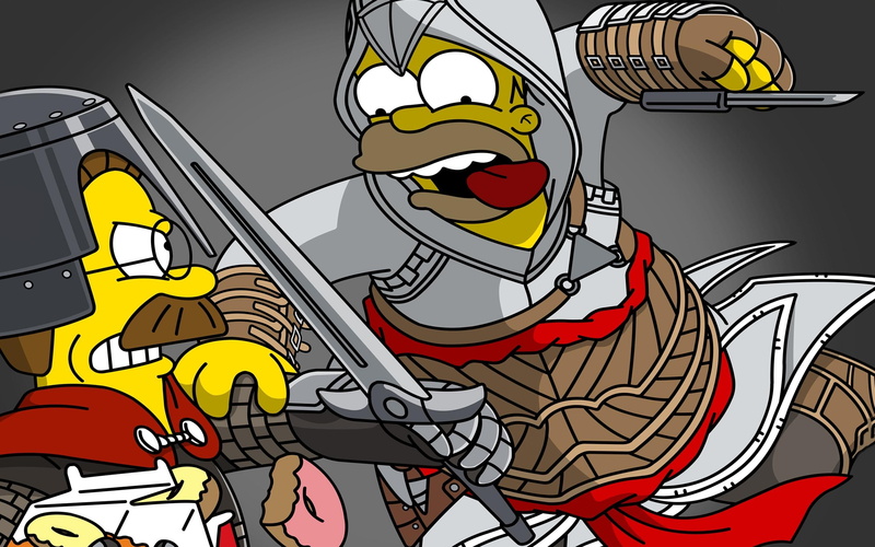 simpson, flanders, 2K, homer simpson, the simpsons, 2560x1600, picture, cartoons, simpsons, homer, mod, fighting