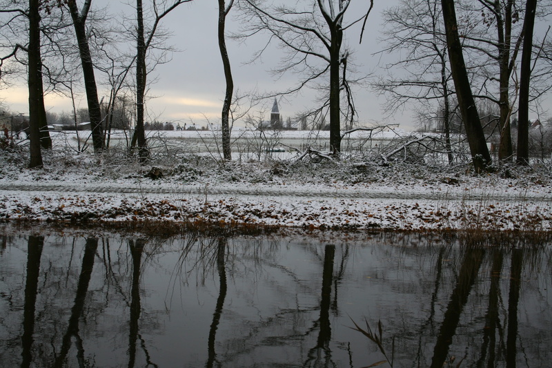 trunk, lake, sky, outdoors, Field, beauty in nature, Ypres, water, field, non-urban scene, tree, nature, reflection, land, plant, 2K, Flanders, Winter