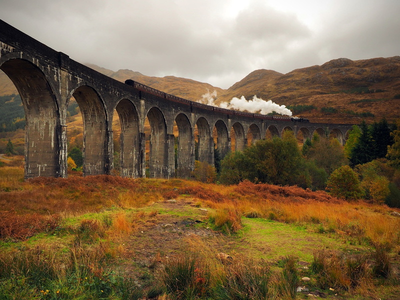 1080P, Glenfinnan Viaduct, train, valley