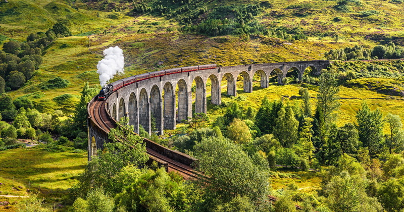 Scotland, 2K, 1901, Glenfinnan Viaduct, Viaduct, The engine, Glenfinnan, Train