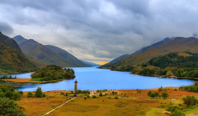 scenics - nature, cloud - sky, outdoors, range, within, daytime, sky, 1080P, water, no people, Nature, lakes, Loch, landscape, mountain, tranquility, glenfinnan