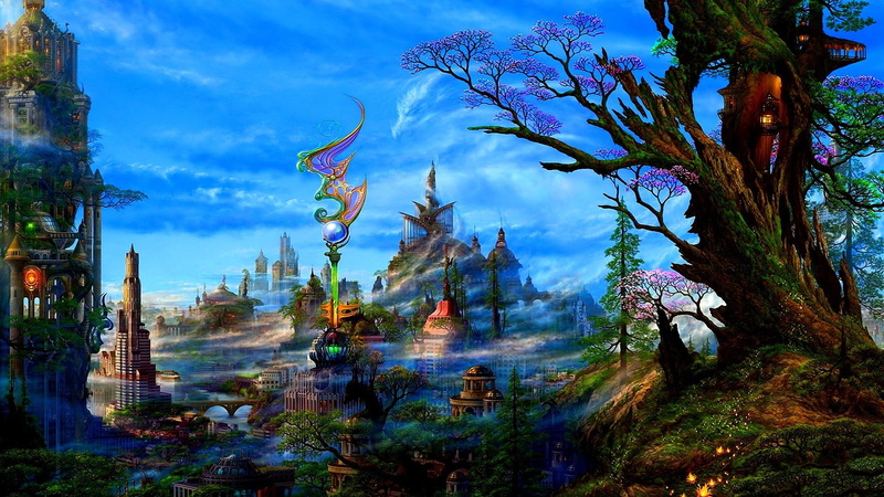 1080P, art, fantasy art, artwork, enchanted city, artistic, fantasy