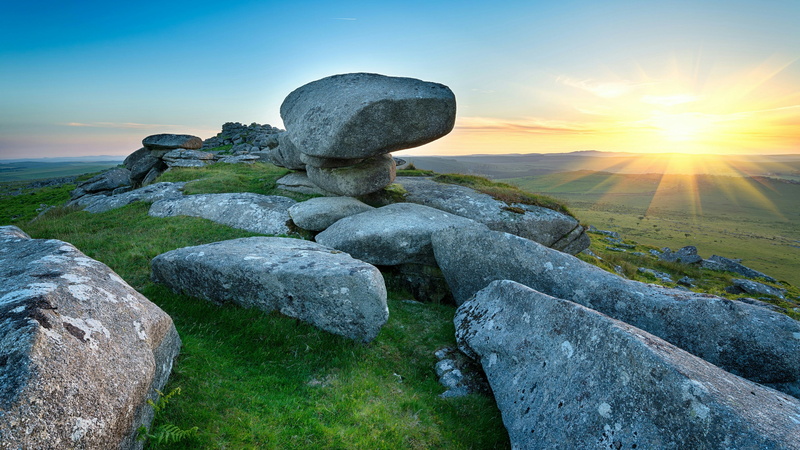 sun, no people, boulder, lens flare, tranquil scene, landscape, stack, bedrock, nature, hill, bodmin moor, balance, sky, united kingdom, kilmar tor, outdoors