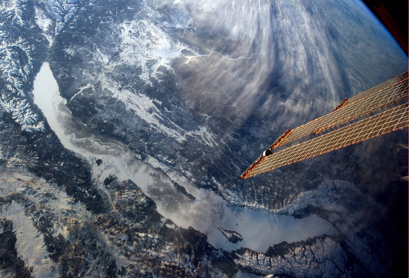 snow, planet, russia, space, baikal, 1080P, lake, Lake Baikal, Satellite, Orbital view