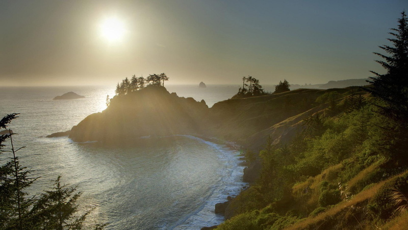 coast, sunset, 1080P, californian, point, hazy, nature and landscapes, haze