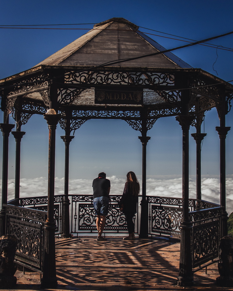 hill, trip, india, horizon over water, view point, couple - relationship, landscape, nature, people, moun, built structure, lifestyles, sky, standing, outdoors