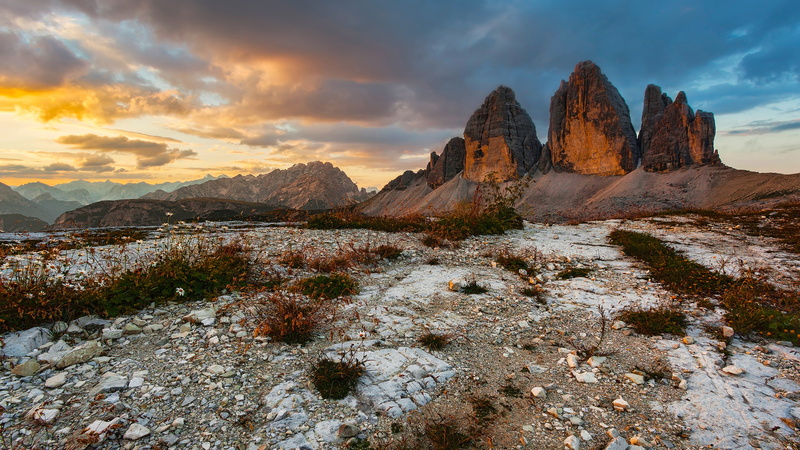 sky, solid, 4K, eroded, scenics - nature, rock, Dolomites (mountains), arid climate, landscape, nature, formation, sunset, no people, mountains, remote