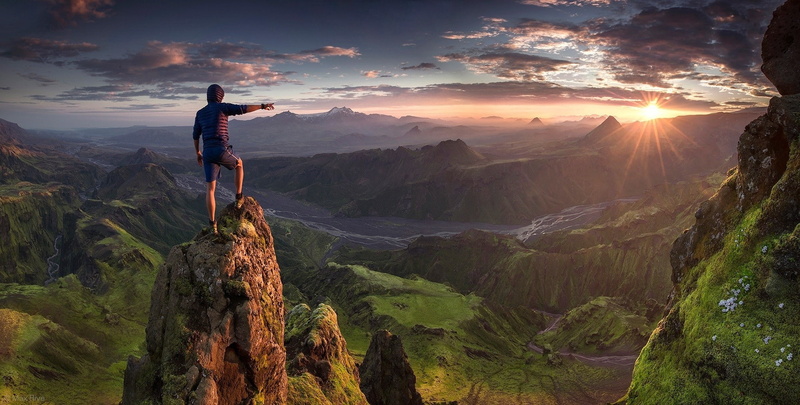 mountains, nature, Iceland, hiking, grass, Max Rive, river, valley, clouds, 1080P, landscape, panoramas