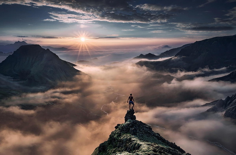 landscape, 480P, tranquility, freedom, adventure, idyllic, rock - object, rock, sunset, sun, one person, beauty in nature, nature, achievement, scenics - nature