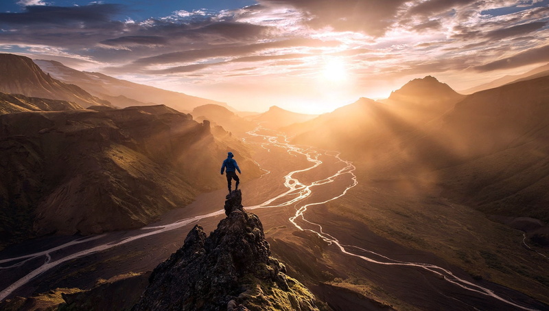 720P, sky, mountains, Max Rive, landscape, nature, sunlight, clouds, water