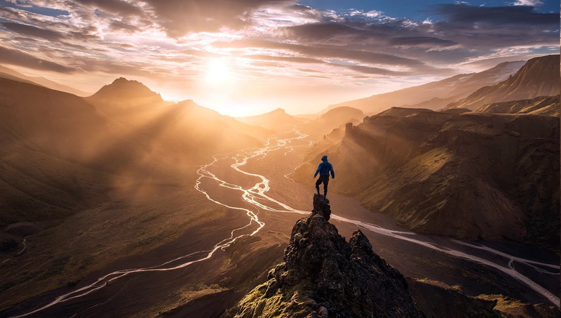 activity, men, cloud - sky, 720P, sunlight, mountain range, nature, adventure, beauty in nature, landscape, hiking, sunset, environment, scenics - nature